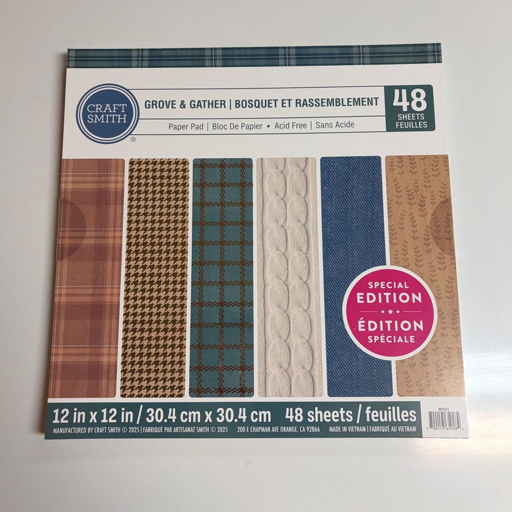 Craft Smith Grove & Gather 12x12 Scrapbook Paper Pad 48 Sheets Special Edition